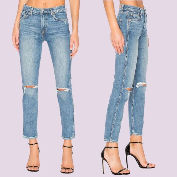 GRLFRND Revolve Naomi High Rise Jeans 29 Petite Cropped Destroyed Blogger Fave - Picture 1 of 12